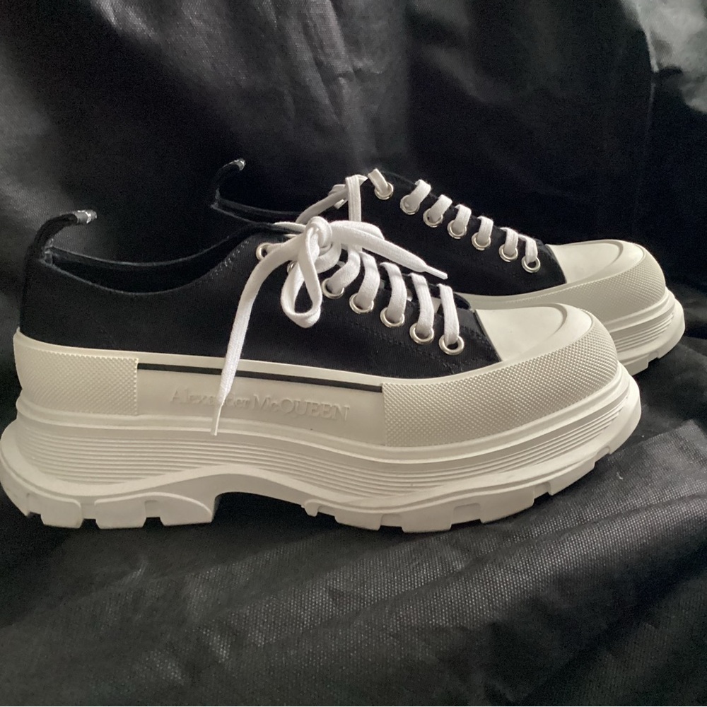 Alexander McQueen Tread Slick Canvas Platform Sneakers, Size 41